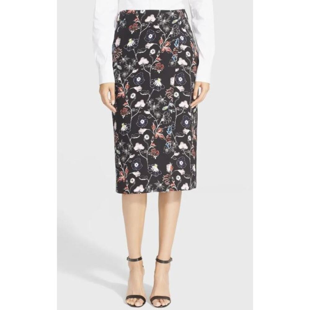 A.L.C. Women's Daniels Floral Print Silk Skirt Faux Wrap Attached Back‎ Belt NWT